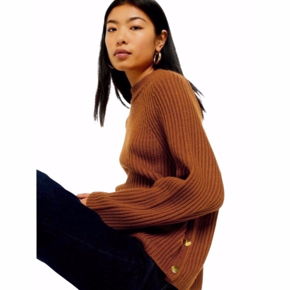 Topshop Ribbed Knit With Gold Side Snaps